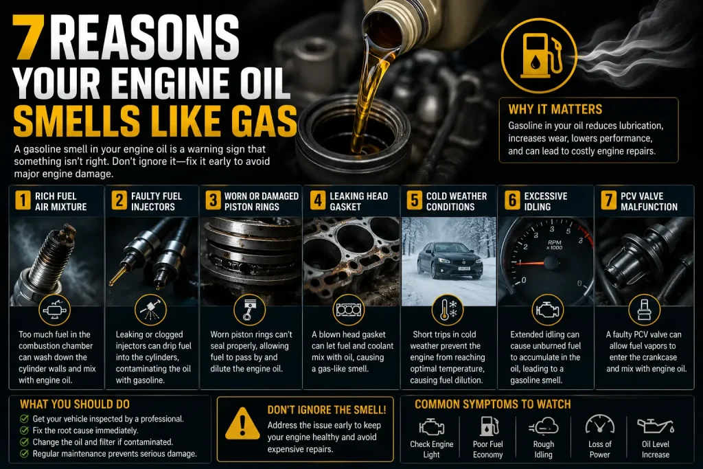 7 reasons your engine oil smells like gas