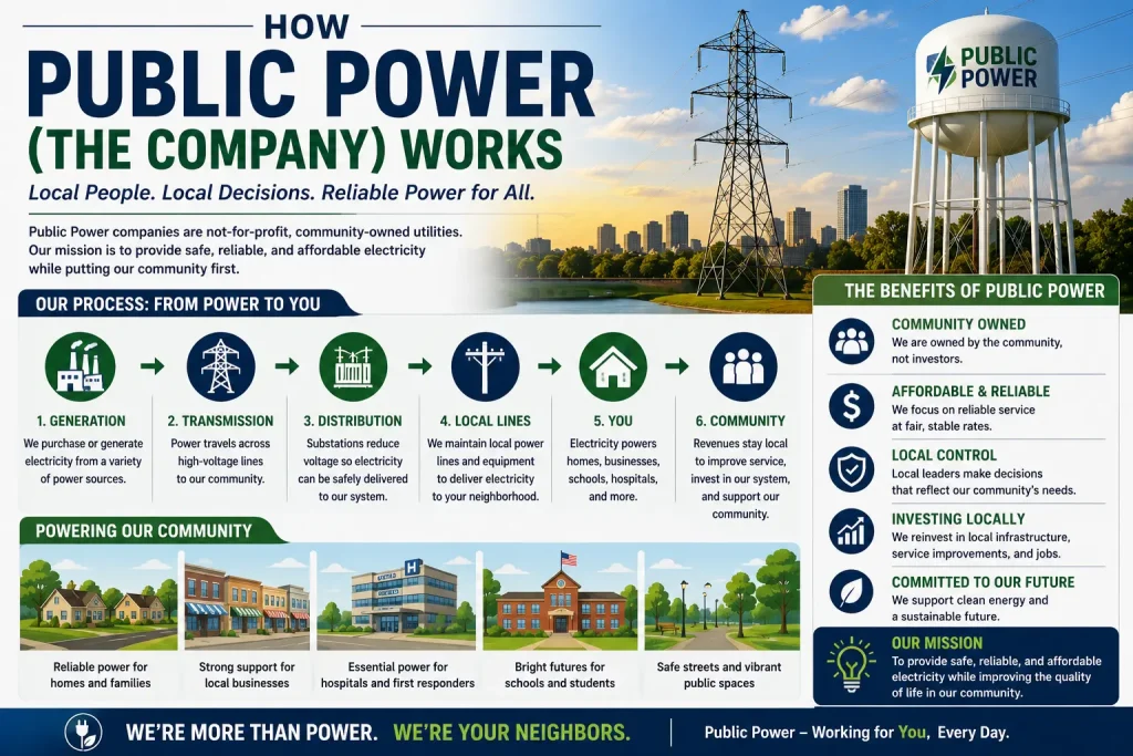 how public power the company works