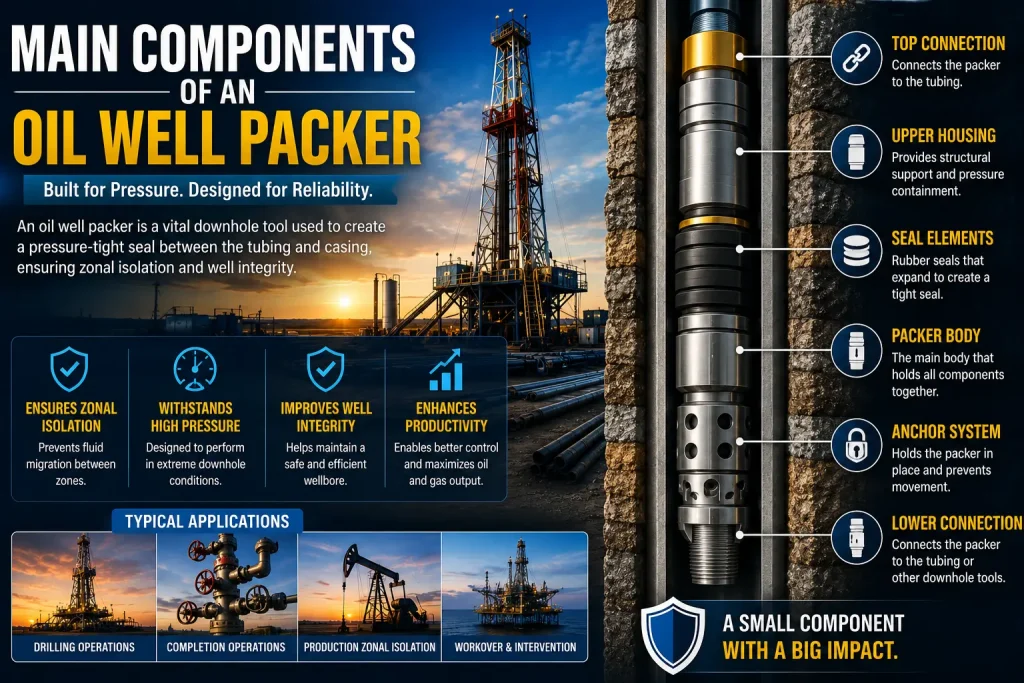 main components of an oil well packer