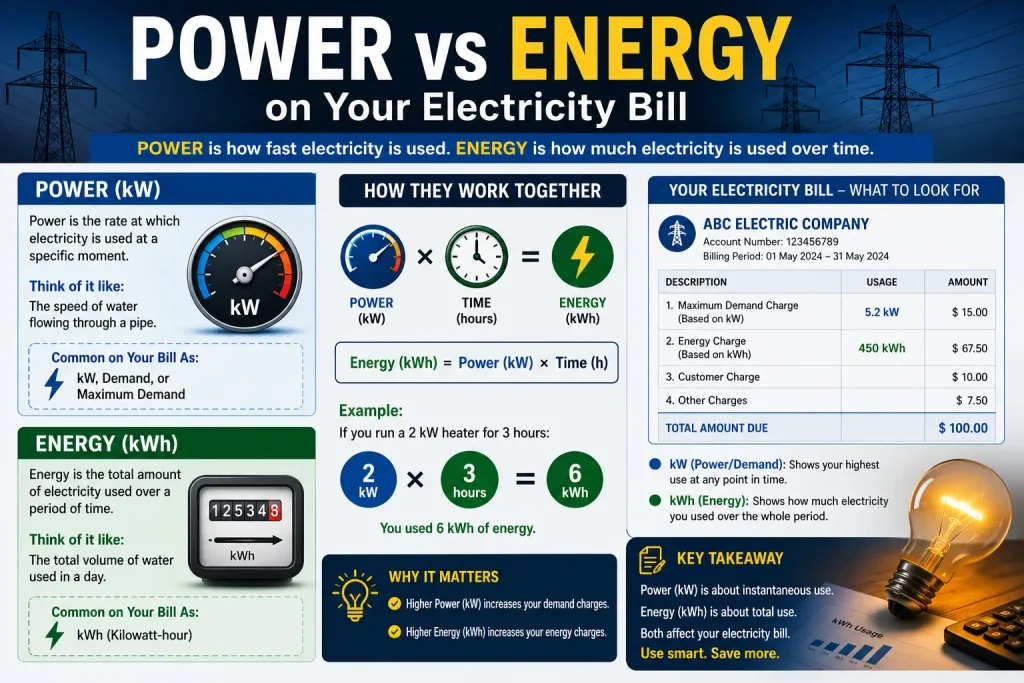 power vs energy on your electricity bill