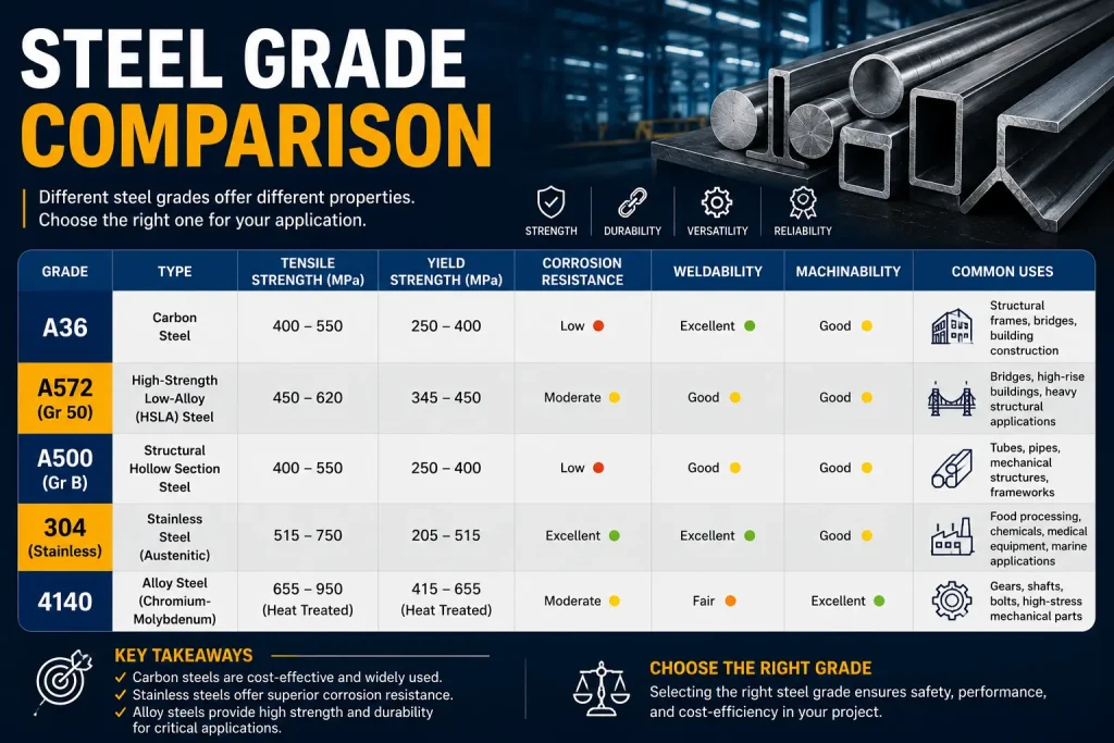 steel grade comparison