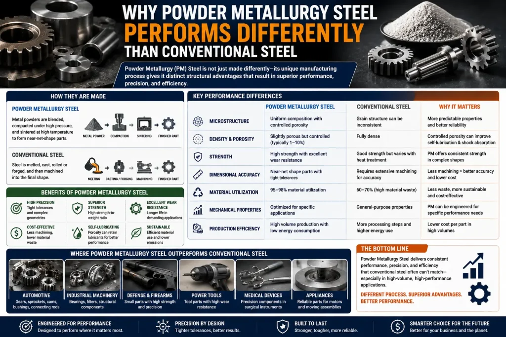 why powder metallurgy steel perfoms defferently