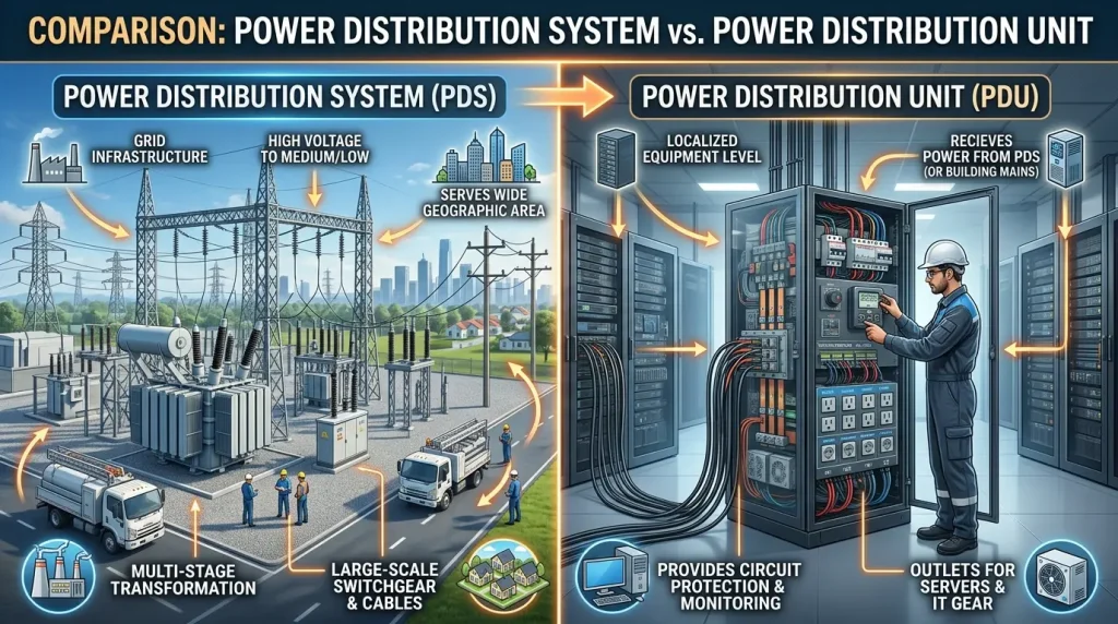 power distribution system vs. power distribution unit
