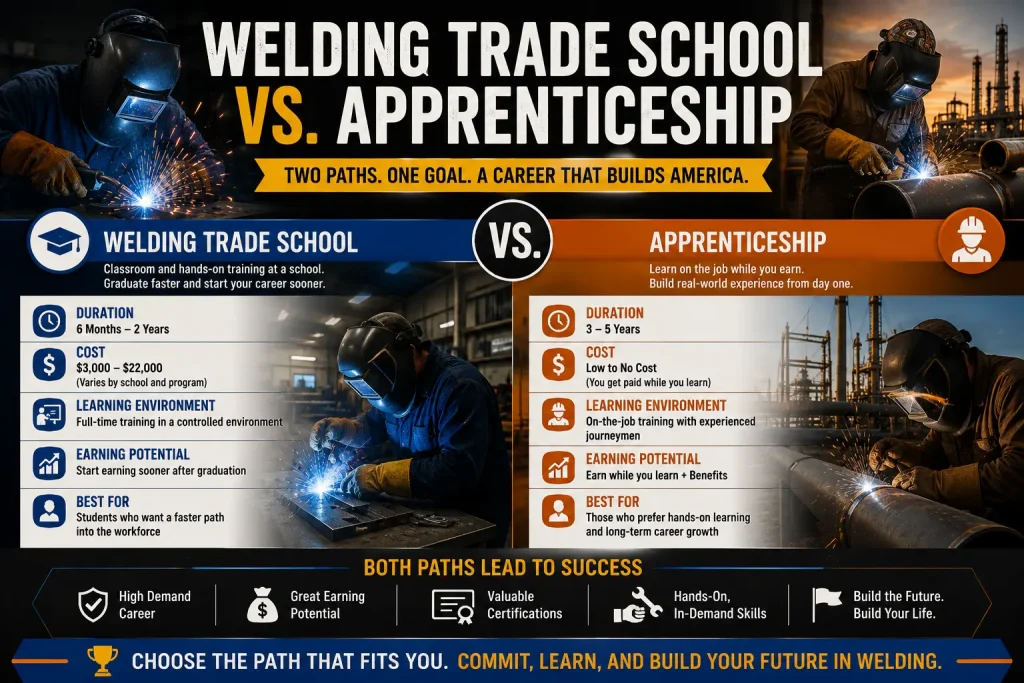 welding trade school vs. apprenticeship