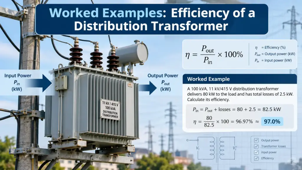 worked examples efficiency of a distribution transformer